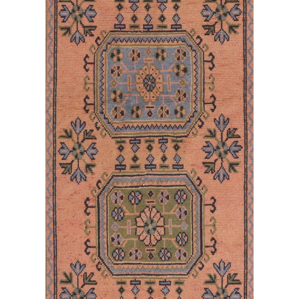 Vintage Turkish Oushak Runner Rug. Handmade Rug for Hallway