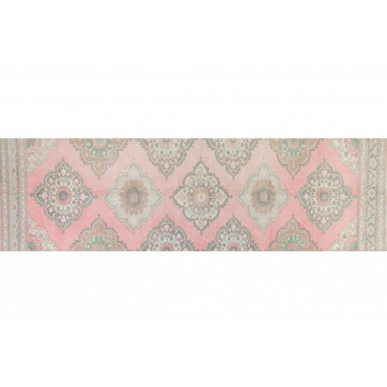 Vintage Anatolian Oushak Runner. Handmade Wool Carpet for Hallway decor