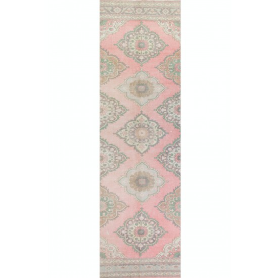 Vintage Anatolian Oushak Runner. Handmade Wool Carpet for Hallway decor