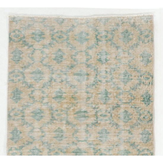 Hand-Knotted Vintage Oushak Accent Rug in Soft Colors