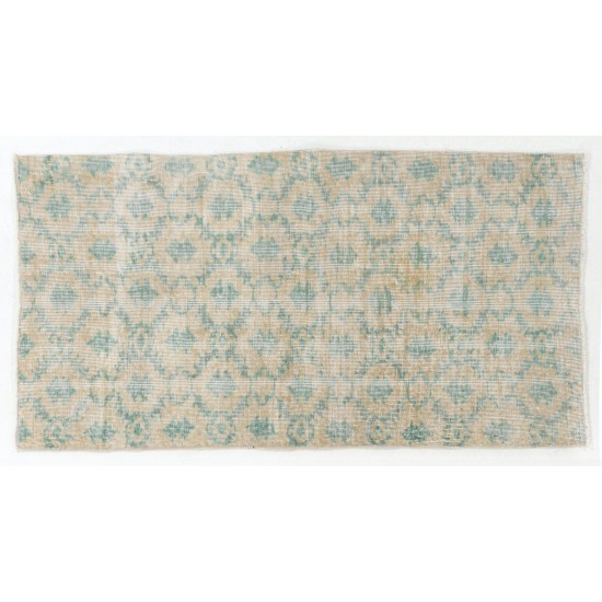 Hand-Knotted Vintage Oushak Accent Rug in Soft Colors