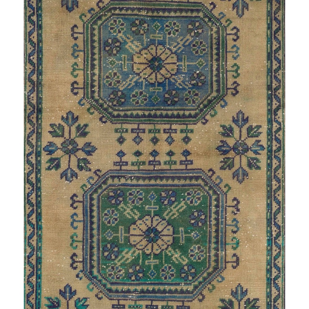 Vintage Handmade Turkish Wool Runner Rug for Hallway or Entryway Decor