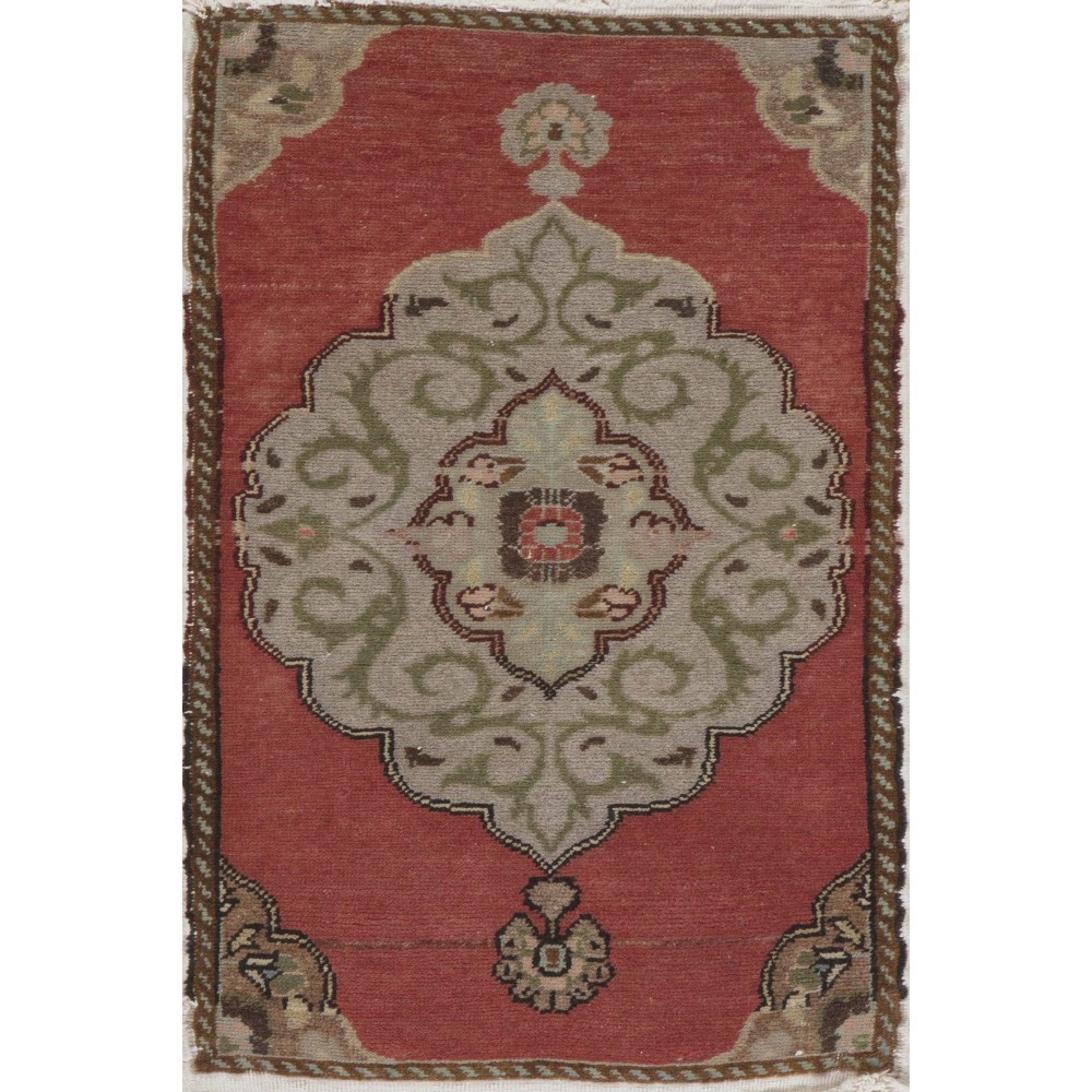 Vintage Yastik, Handmade Rug, Turkish Door Mat, Red Bath Mat, Seat Cover