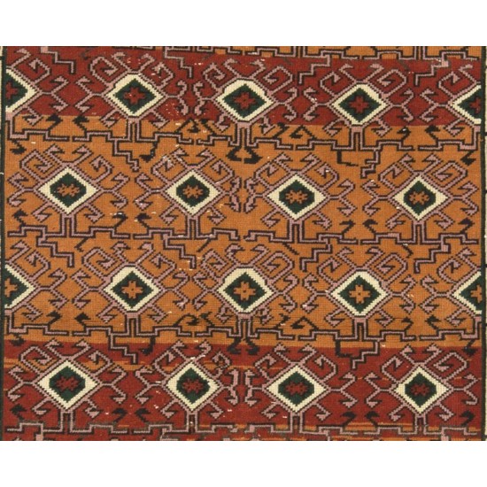 Mid-Century Handmade Central Anatolian Area Rug with Geometric Design. Vintage Wool Carpet