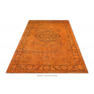 Vintage Handmade Turkish Rug Overdyed in Orange for Modern Homes