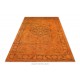 Vintage Handmade Turkish Rug Overdyed in Orange for Modern Homes