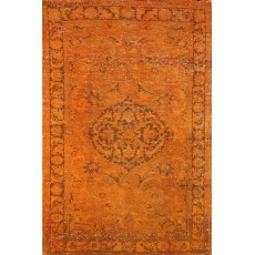 Vintage Handmade Turkish Rug Overdyed in Orange for Modern Homes