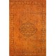 Vintage Handmade Turkish Rug Overdyed in Orange for Modern Homes