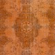 Orange Over-dyed Vintage Turkish Area Rug with Medallion Design