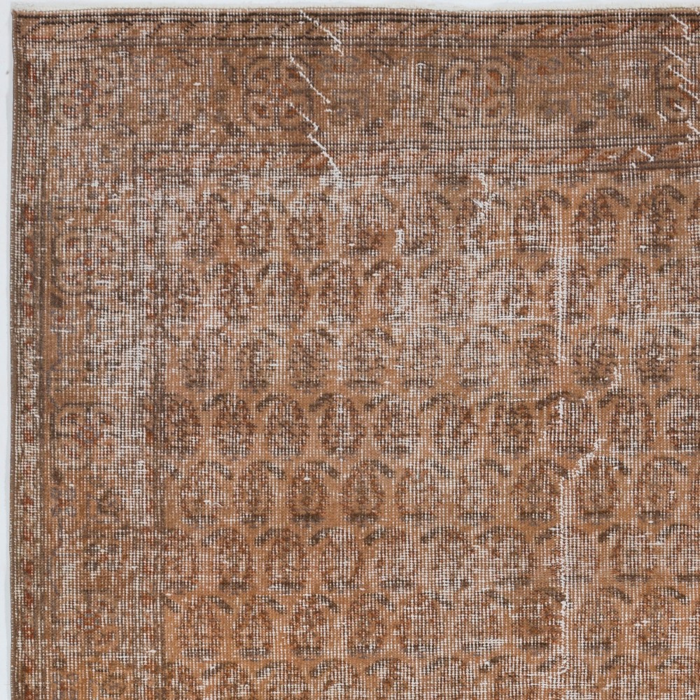 Distressed Vintage Handmade Turkish Area Rug, Modern Dark Orange Accent Rug