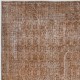 Distressed Vintage Handmade Turkish Area Rug, Modern Dark Orange Accent Rug