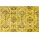 Yellow Color Overdyed Handmade Vintage Turkish Rug with Floral Design