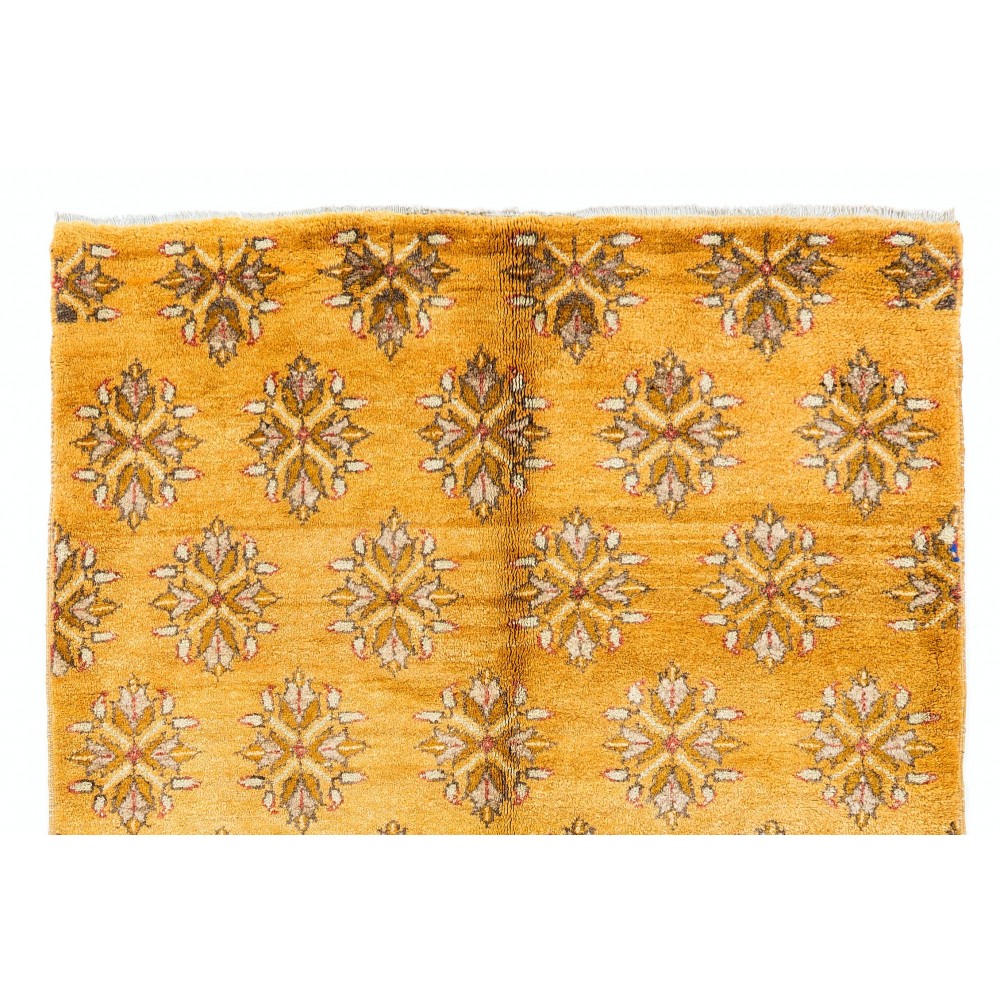 Vintage Handmade Karapinar Area Rug in Butterscotch Yellow Color