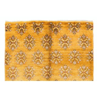 Vintage Handmade Karapinar Area Rug in Butterscotch Yellow Color