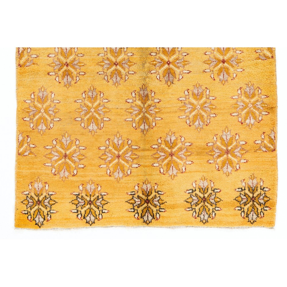 Vintage Handmade Karapinar Area Rug in Butterscotch Yellow Color