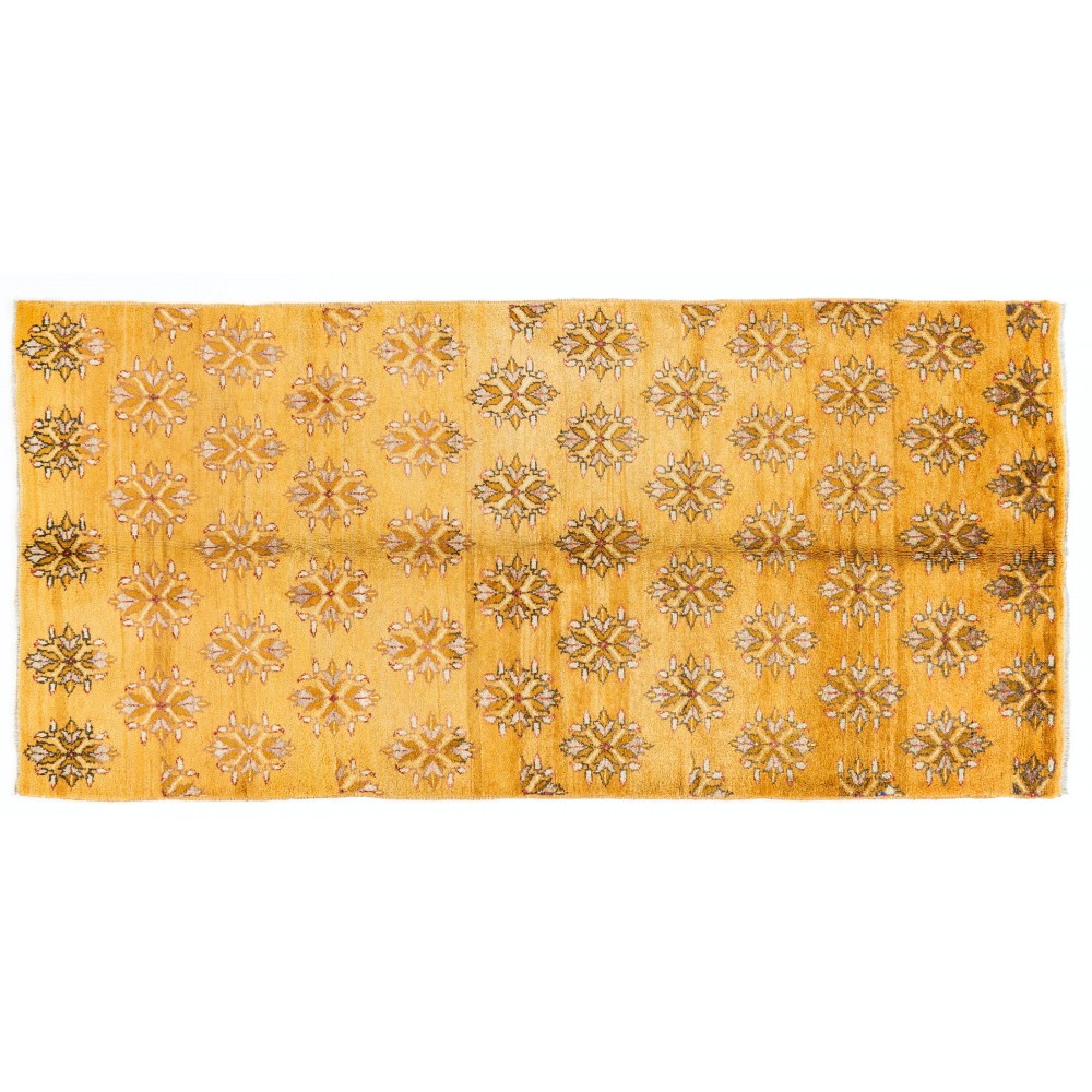 Vintage Handmade Karapinar Area Rug in Butterscotch Yellow Color