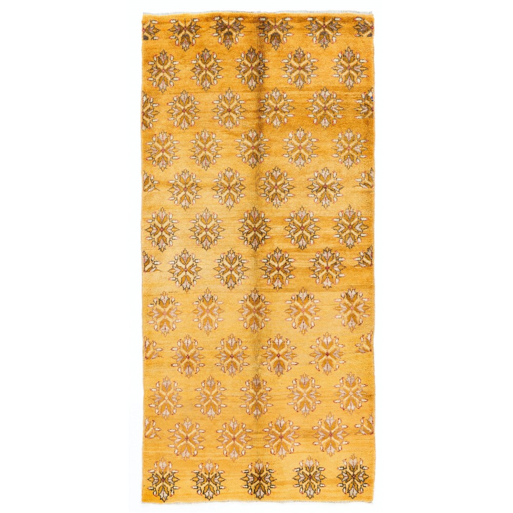 Vintage Handmade Karapinar Area Rug in Butterscotch Yellow Color
