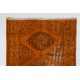 Distressed Handmade Vintage Anatolian Runner Rug Over-dyed in Orange