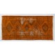 Distressed Handmade Vintage Turkish Runner Rug Over-dyed in Orange