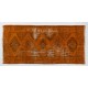 Distressed Handmade Vintage Anatolian Runner Rug Over-dyed in Orange