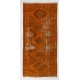 Distressed Handmade Vintage Turkish Runner Rug Over-dyed in Orange