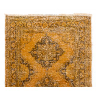 Vintage Handmade Konya Sille Runner Rug ReDyed in Orange Color