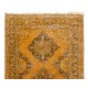 Contemporary Vintage Handmade Konya Sille Runner Rug ReDyed in Orange Colors