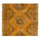 Contemporary Vintage Handmade Konya Sille Runner Rug ReDyed in Orange Colors