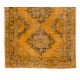 Contemporary Vintage Handmade Konya Sille Runner Rug ReDyed in Orange Colors