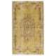 Modern Handmade Baroque Style Turkish Rug Redyed in Yellow Color