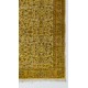 Yellow Color Overdyed Handmade Vintage Turkish Rug with Floral Design