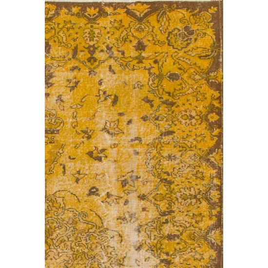 Vintage Turkish Rug Over-dyed in Yellow Color with Medallion Design Vintage Turkish Rug Over-dyed in Yellow Color with Medallion Design