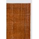 Distressed Vintage Handmade Turkish Rug Over-dyed in Orange Color. Woolen Floor Covering