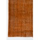 Distressed Vintage Handmade Turkish Rug Over-dyed in Orange Color. Woolen Floor Covering