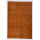 Distressed Vintage Handmade Turkish Rug Over-dyed in Orange Color. Woolen Floor Covering Distressed Vintage Handmade Turkish Rug Over-dyed in Orange Color. Woolen Floor Covering